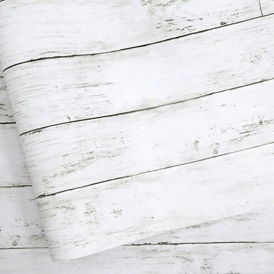 Abyssaly Wood Contact Paper White Gray 17.71" X 708.7" Self-Adhesive Removable by Abyssaly