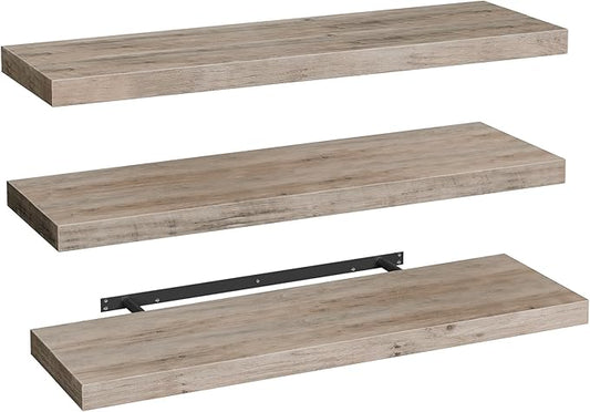 RALGEND Floating Shelves for Wall, 47.2" Large Grey Wall Shelf Set of 3 by RALGEND