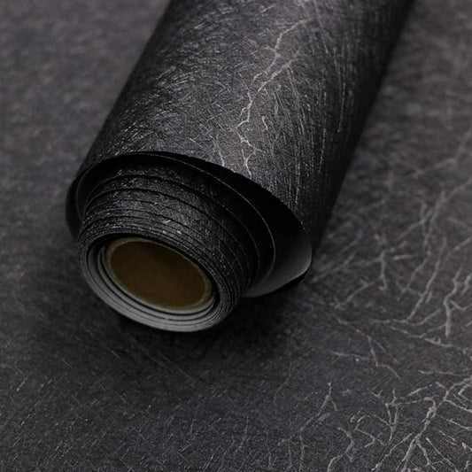 Abyssaly Black Silk Wallpaper Peel and Stick 15.7" X 984.2" Embossed Self by Abyssaly
