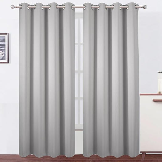 LEMOMO Blackout Curtains 52 x 90 Inch Long Light Grey Curtains Set of 2 Panels by Lemomo
