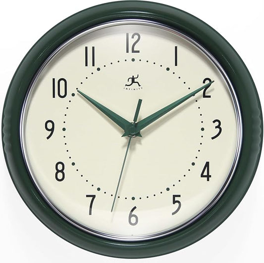 Infinity Instruments LTD. Retro 9 inch Silent Sweep Non-Ticking Mid Century by InfinityInstruments