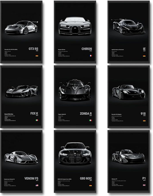 CSLGQGV Car Poster Vintage Racing Car Wall Art Supercar Canvas Prints Painting by Unknown