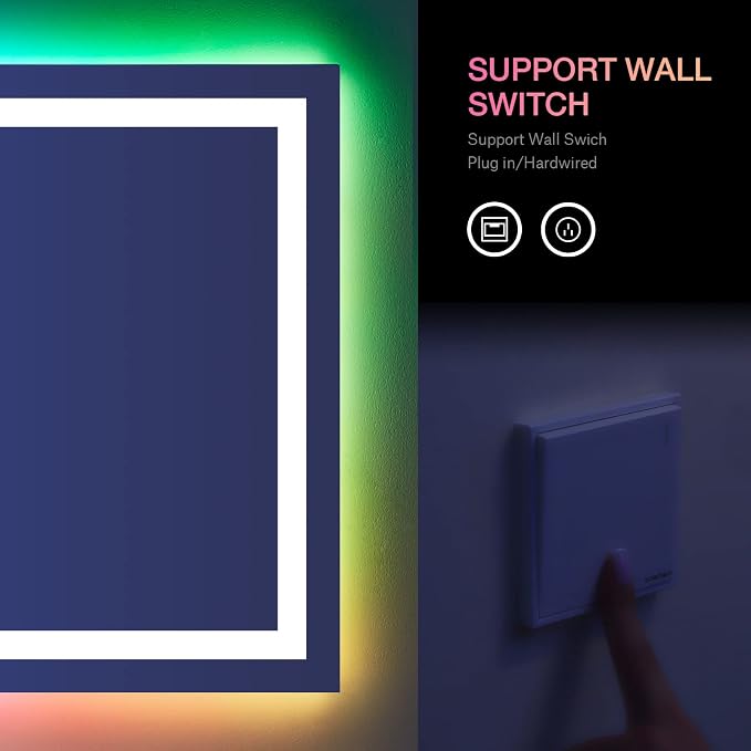 LOAAO 72X32 Inch RGB LED Bathroom Mirror - Image 6