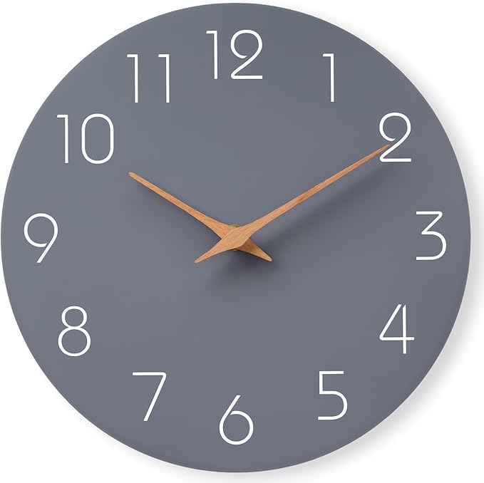 Mosewa Large Wall Clock 18 Inch Gray Modern Flatwood Silent Non Ticking Battery by MOSEWAWALLCLOCK