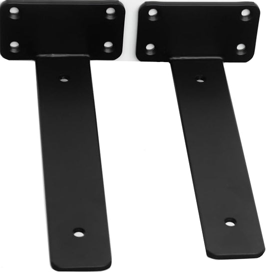 2 Pack - 10 inch Black Hidden L Shelf Bracket Iron Floating Shelf Brackets by MHMYDZ
