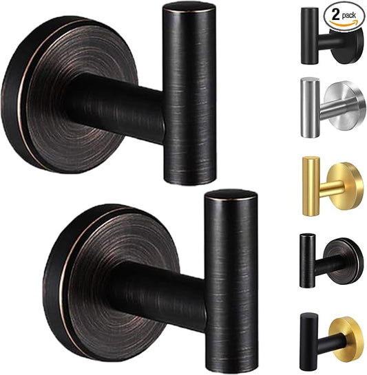 Kruodop Towel Hooks for Bathroom, 2 Packs Wall Mount Towel Holder, Bronze Matte by Kruodop