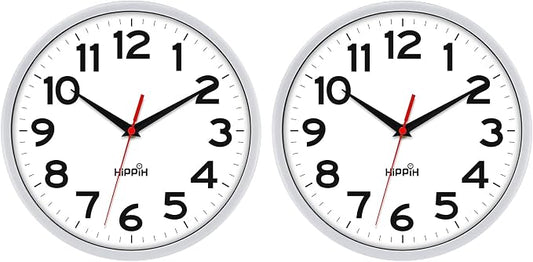 HIPPIH Wall Clock 2 Pack, 10 Inch Modern Wall Clocks Battery Operated, Non by HIPPIH