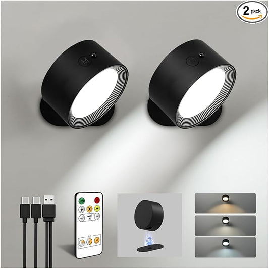 LED Wall Mounted Lights, Rechargeable Wall Sconces Lamp, 3 Color Temps & Remote by AMETHEUS