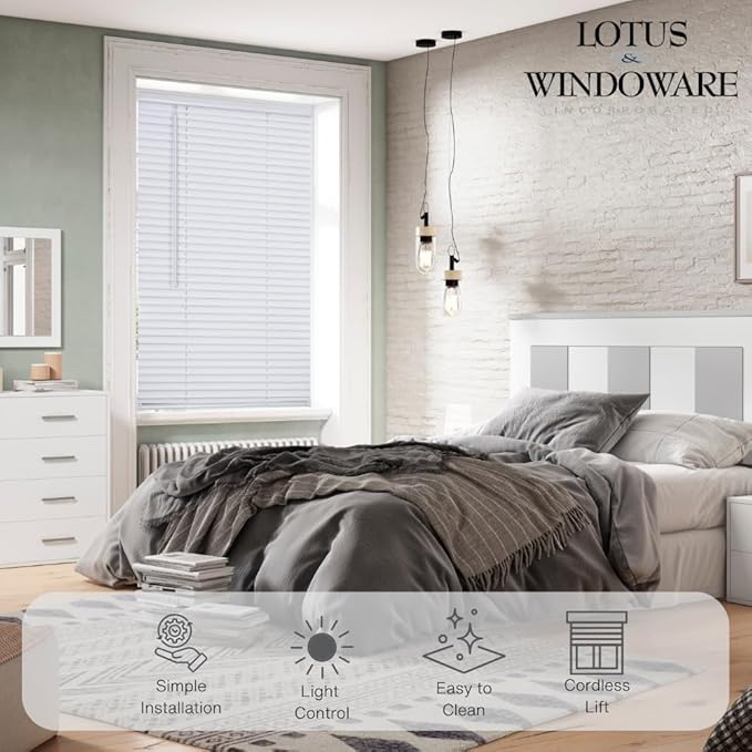 LOTUS & WINDOWARE Cordless 1" Vinyl Blind, 22.5" x 24", Room Darkening - Image 3