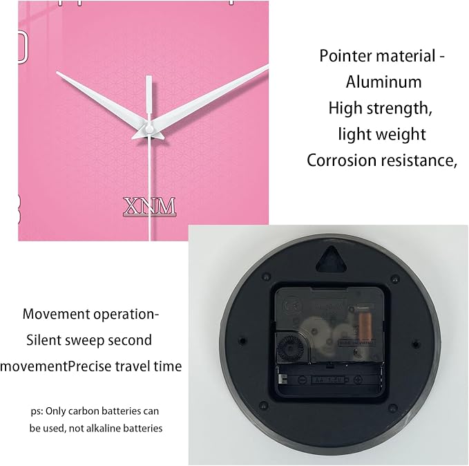 XNM Pink Clock for Girls Bedroom Small Wall Clock Battery Operated 14 Inch - Image 7