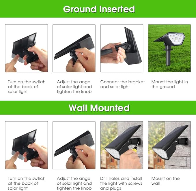 Biling Solar Spot Lights Outdoor, Bright 700 Lumen Solar Outdoor Lights IP67 Waterproof Adjustable Landscape Spotlights for House Tree Patio Pathway Yard Garden Driveway - Warm White(4 Pack)