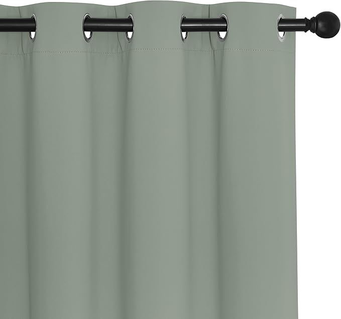 NICETOWN Blackout Sliding Glass Door Curtains, Room Darkening Thermal Insulated Curtains for Living Room Bedroom, Extra Wide Window Drapes, 1 Panel, W80 x L118, Sage Green