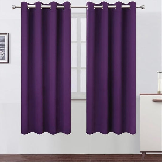 LEMOMO Blackout Curtains 66 x 72 Inch Long Purple Curtains Set of 2 Panels Room by Lemomo