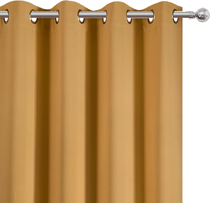 LEMOMO Mustard Yellow Thermal Blackout Curtains/52 x 95 Inch/Set of 2 Panels - Image 6
