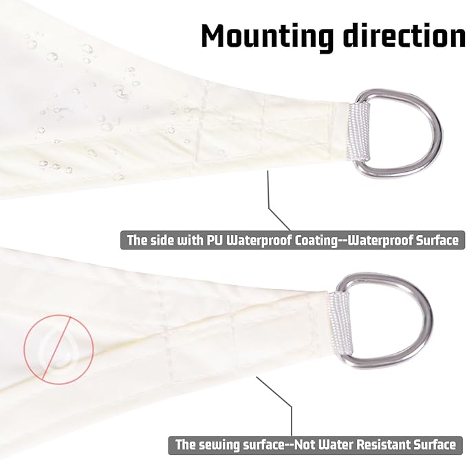 LOVE STORY Triangle 15'x15'x15' Waterproof Sun Shade Sail Canopy UV Block for Outdoor Patio Backyard Carport,Cream(We Make Custom Size)