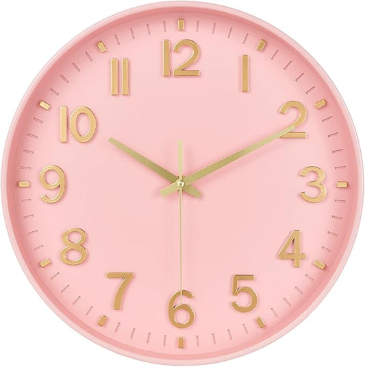 HZDHCLH Wall Clocks Battery Operated, Wall Clock Pink Gold 8 inch Wall Clock by HZDHCLH