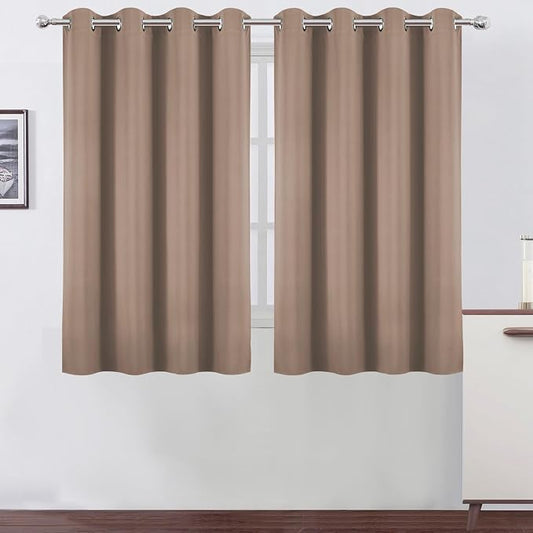LEMOMO Blackout Curtains 66 x 54 Inch Long Cappuccino Curtains Set of 2 Panels by Lemomo