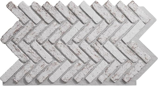 EverStone Herringbone Faux Brick Panel, 46 1/2"W x 25 1/4"H x 1"D, Rustic White by EkenaMillwork
