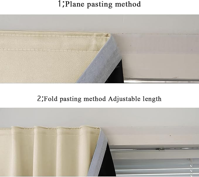 AJAZZ 100% Black Out Curtains Adhesive Blackout Temporary Curtain Rod No - Image 6
