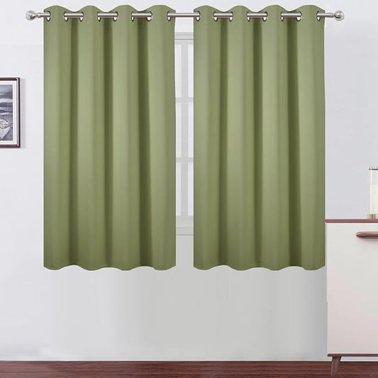 LEMOMO Blackout Curtains 66 x 54 Inch Long Sage Green Curtains Set of 2 Panels by Lemomo