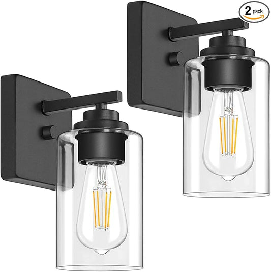 Set of 2 Wall Sconces for Bathroom, Modern Vanity Light Fixtures, Matte Black by WelcometoVerRon