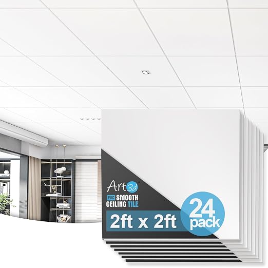Art3d PVC Drop Ceiling Tiles in White by Art3d