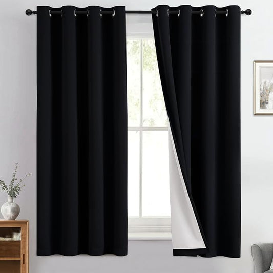 Yakamok 100% Blackout Curtain Panels 63 inches Cold and Light Blocking Drapes by Yakamok