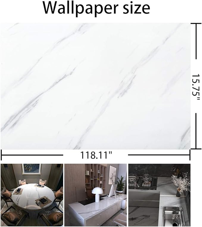 BAYYA White Marble Wallpaper Peel Stick Countertop Contact Paper White Granite - Image 7