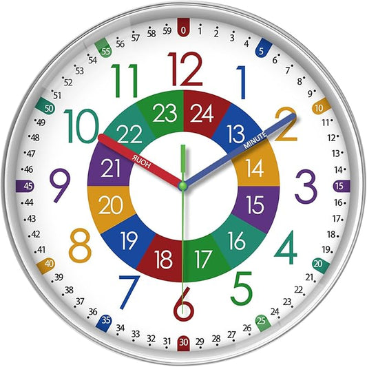 XFM Wall Clock for Kids 16 Inch Kids Teaching Wall Clocks Battery Operated by XFMWallClock