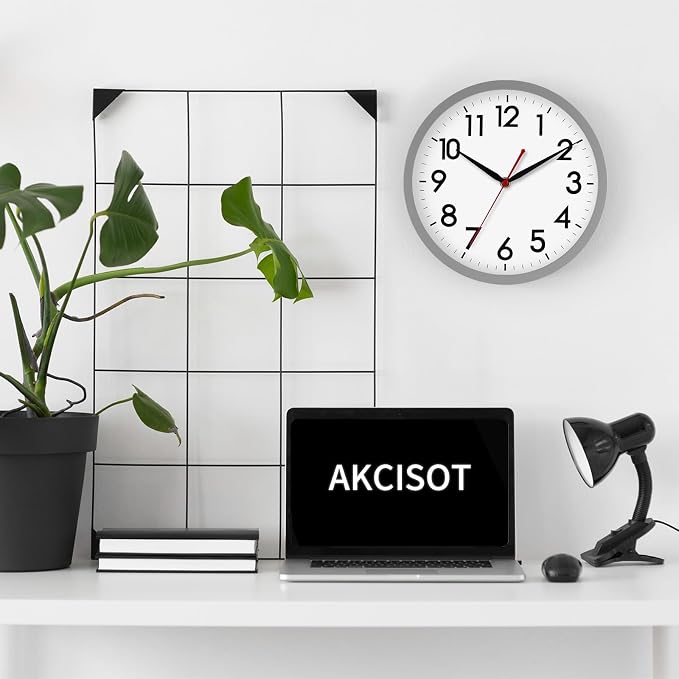 AKCISOT Wall Clock 10 Inch Silent Non-Ticking Modern Clocks Battery Operated - Image 3