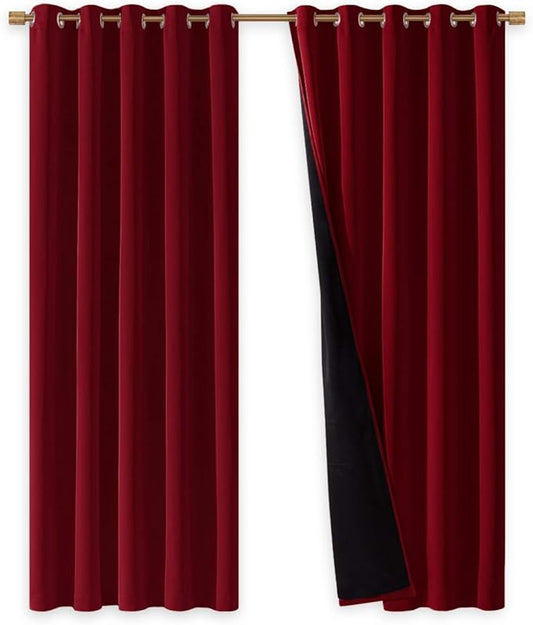 NICETOWN 100% Blackout Window Curtain Panels, Burgundy Red, Cold and Full Light by NICETOWN