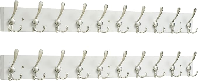 SKOLOO Creations White Solid Wood Wall Mounted Coat Rack, 10 Hooks, 38-1/8" Long by SKOLOO