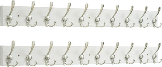 SKOLOO Creations White Solid Wood Wall Mounted Coat Rack, 10 Hooks, 38-1/8" Long by SKOLOO