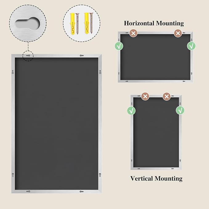Koonmi Silver Rectangle Wall Mirror, 26x38 Inch Bathroom Mirror, Aluminum Frame - Image 8