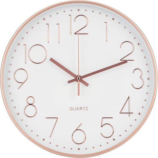 Wall Clock Non-Ticking Silent Modern Simple Style Round Decor Clock by BAKBRAND