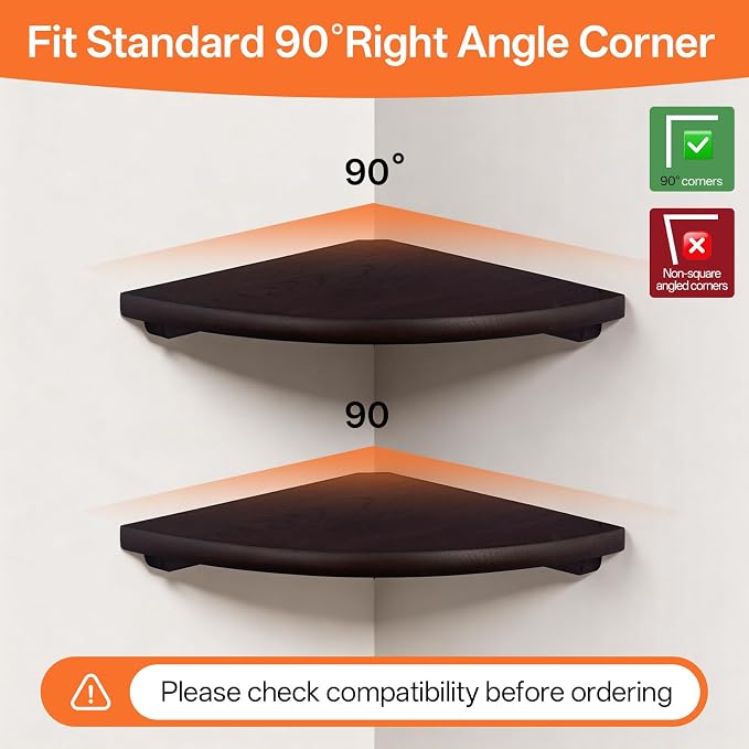 Gieanoo Corner Wall Shelf, 10inch Solid Oak Wood Floating Corner Shelf - Image 2