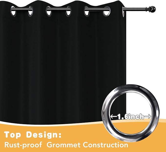 HolidayIdeas Outdoor Curtains for Patio Waterproof, 4 Panels - 54 x 120 Inch - Privacy Protection & Light Filtering Curtains Black Grommet Outside Curtains for Porch, Gazebo, Pergola, Backyard