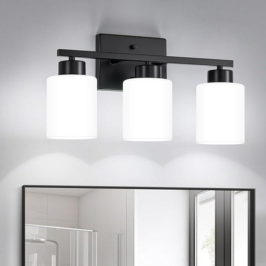 FonmYim Black Bathroom Light Fixtures, 3-Light Modern Vanity Light Over Mirror by FonmYim