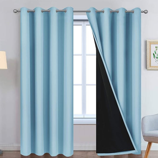Yakamok 100% Blackout Curtains Energy Saving Thermal Insulated 2 Thick Layers by Yakamok