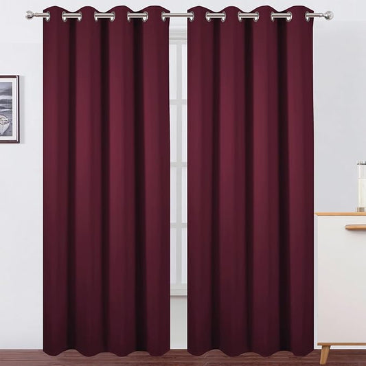 LEMOMO Blackout Curtains 52 x 120 Inch Long Burgundy Red Curtains Set of 2 by Lemomo