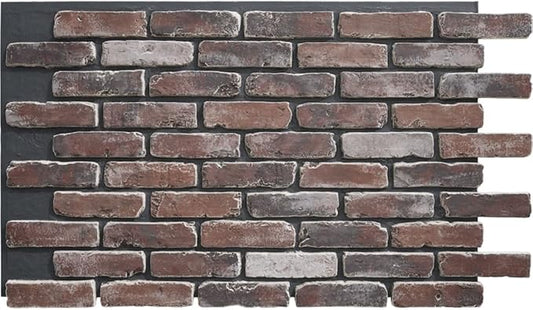 EverStone Aged Brick Faux Brick Panel, 46 7/8"W x 27"H x 1 1/4"D, Moon Rock by EkenaMillwork