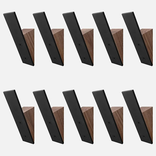 Homeforia Walnut Wood Coat Hooks, High End Walnut Wood & Black Metal Wall by Homeforia