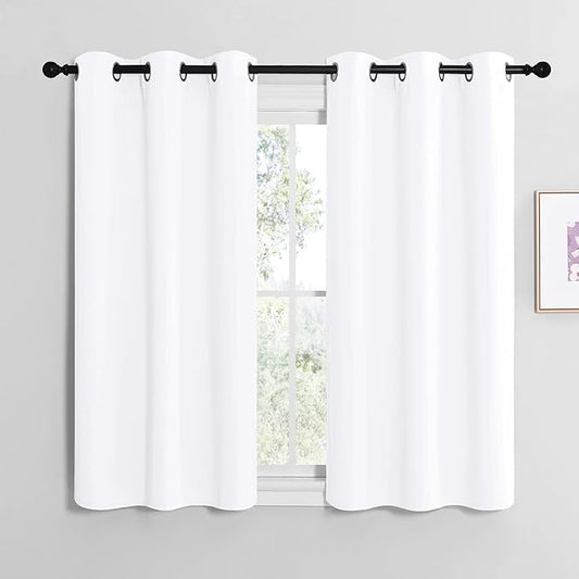 NICETOWN White Window Curtain Panels 50 inch Length, 50% Light Blocking Curtains by NICETOWN