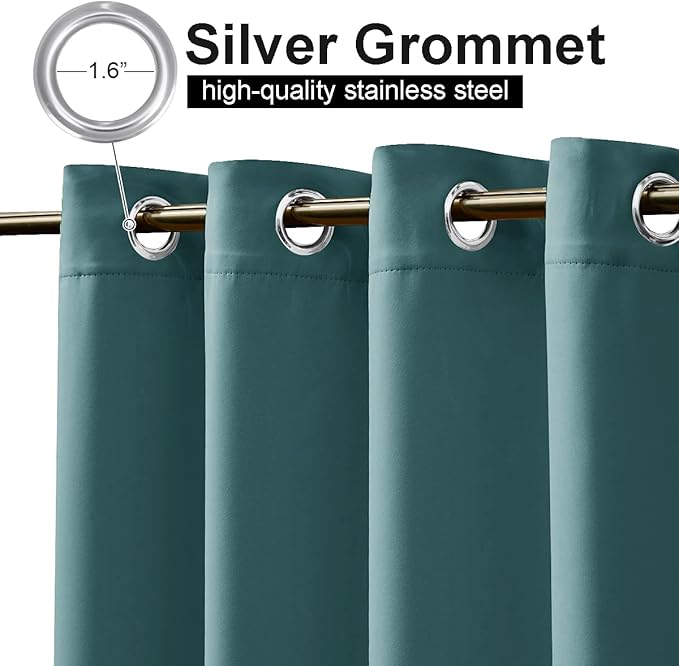 NICETOWN Indoor & Outdoor Curtain for Patio Waterproof, Living Room Darkning Grommet Thermal Insulated Blackout Outdoor Drape for Patio/Front Porch, W52 x L108, Teal, 1 Panel