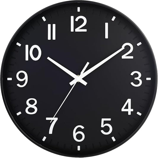 HZDHCLH Black Wall Clocks Battery Operated 12 inch Silent Non Ticking Modern by HZDHCLH