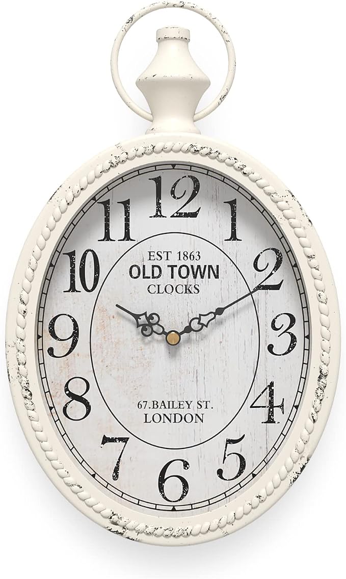 Menterry Small Retro Oval Wall Clock, Antique Old Design, Battery Operated by Menterry