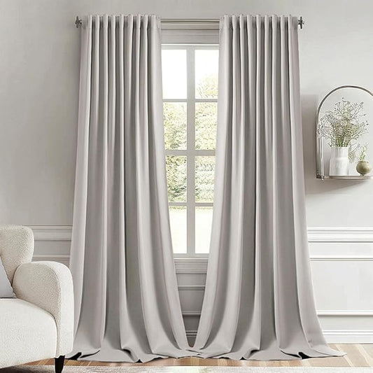 MIULEE Stone Back Tab Blackout Curtain 96 Inch Long 2 Panels Set by MIULEE