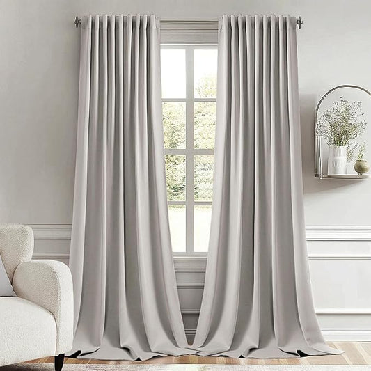 MIULEE Stone Back Tab Blackout Curtains 120 Inch Long 2 Panels Set by MIULEE
