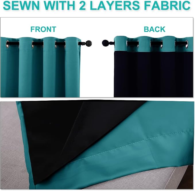 NICETOWN Full Shade Curtain Panels, Forest Green, Pair of Thermal Insulated & - Image 5