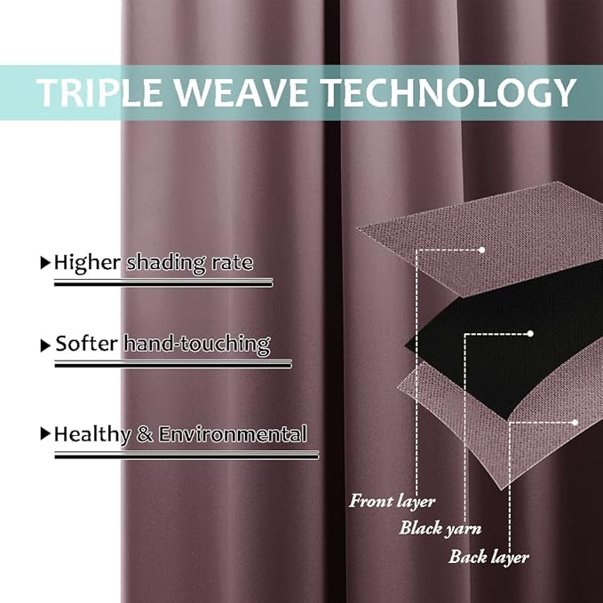 NICETOWN Bedroom Full Blackout Room Warming Curtain Panels, Super Thick - Image 6
